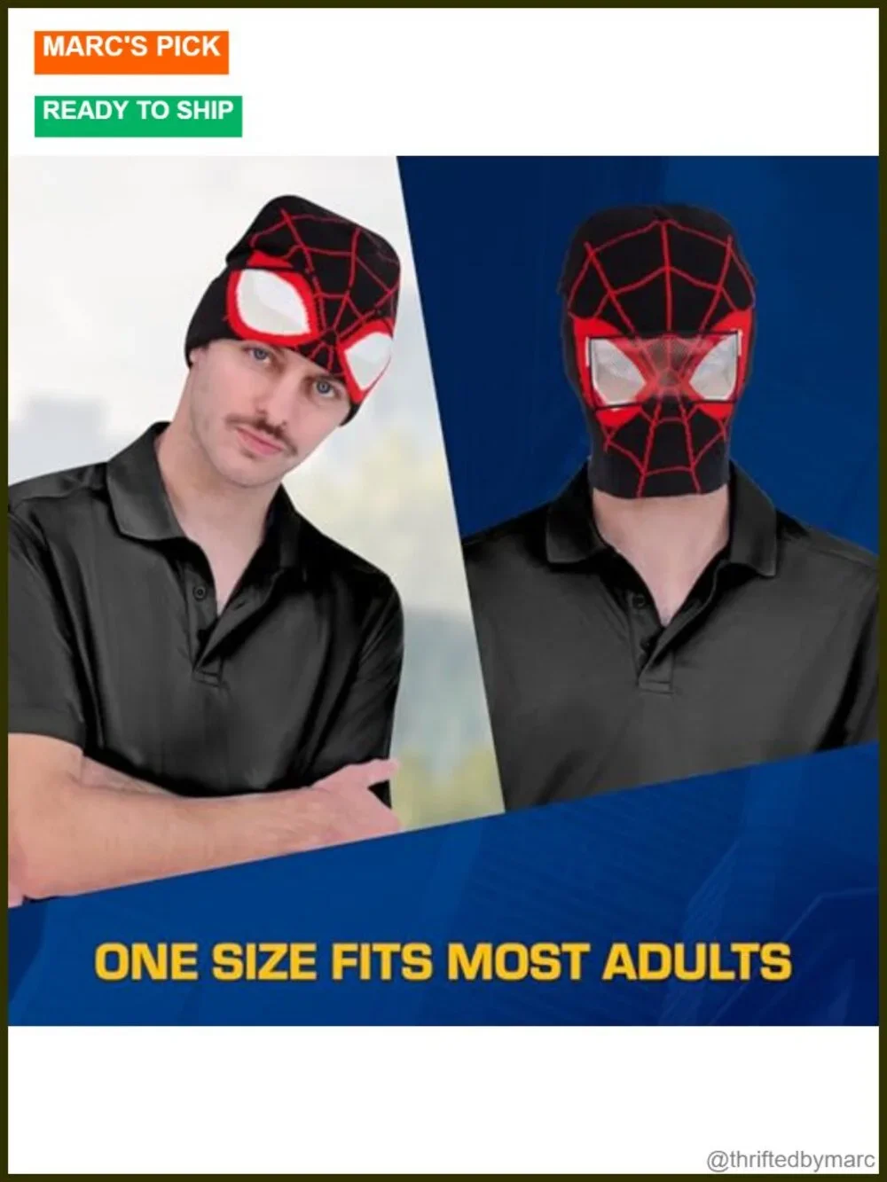 Marvel Spider-Man Miles Morales Roll Down Cuff Knitted Winter Beanie Skull Cap